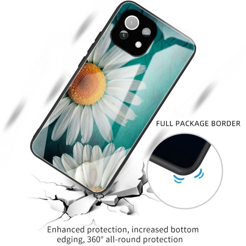 Coque Xiaomi 11 Lite 5G NE/Mi 11 Lite 4G/5G Verre Trempé Marguerites