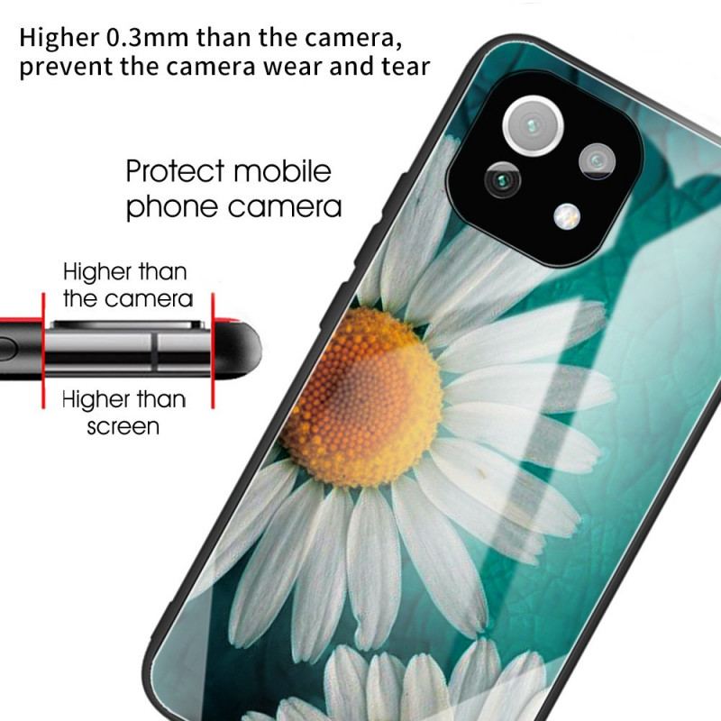 Coque Xiaomi 11 Lite 5G NE/Mi 11 Lite 4G/5G Verre Trempé Marguerites