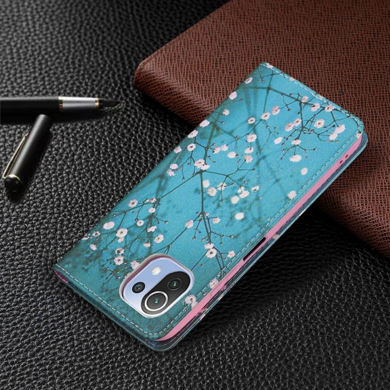 Flip Cover Xiaomi 11 Lite 5G NE/Mi 11 Lite 4G/5G Branches Fleuries