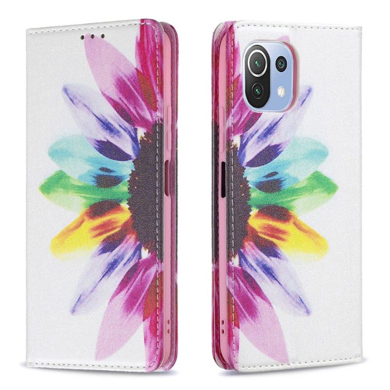 Flip Cover Xiaomi 11 Lite 5G NE/Mi 11 Lite 4G/5G Fleur Aquarelle
