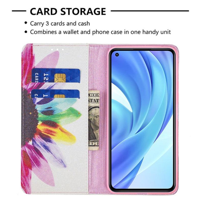 Flip Cover Xiaomi 11 Lite 5G NE/Mi 11 Lite 4G/5G Fleur Aquarelle