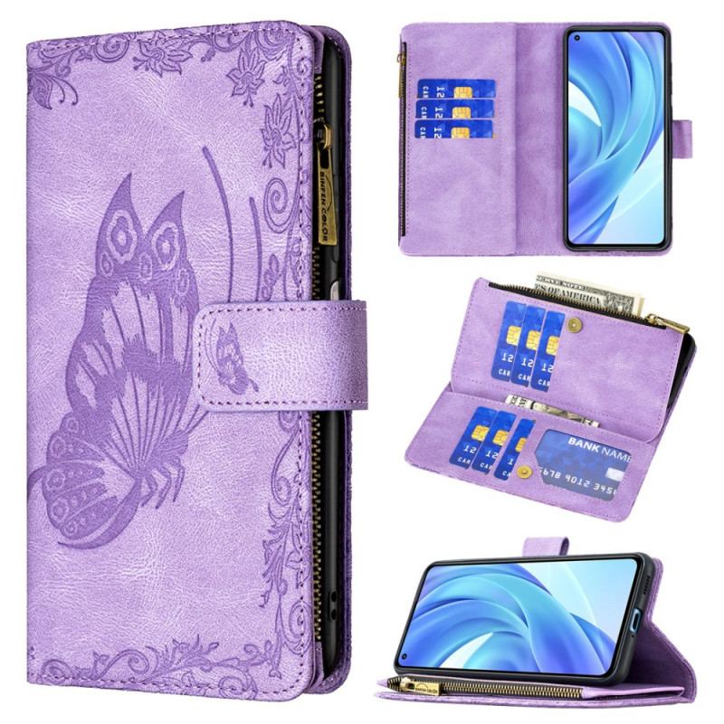 Housse Xiaomi 11 Lite 5G NE/Mi 11 Lite 4G/5G Papillon Baroque Poche Zippée