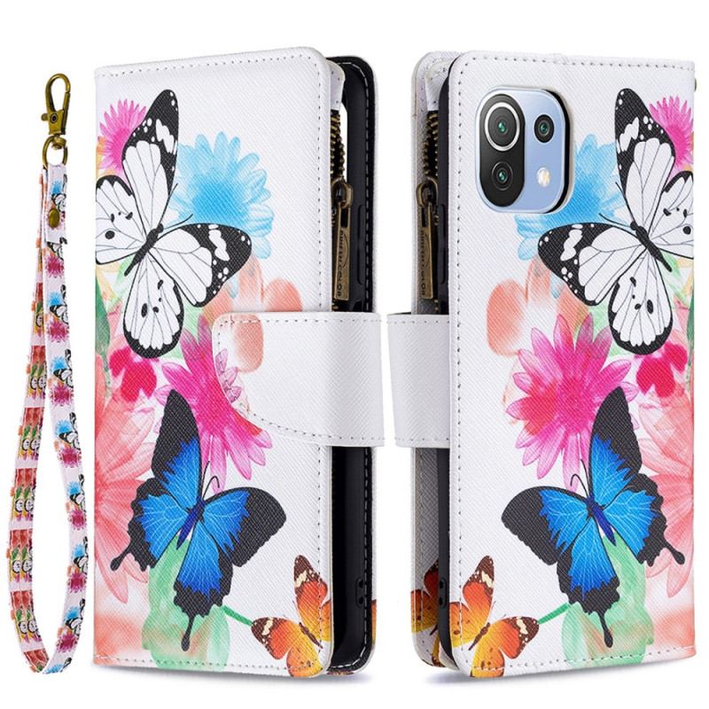 Housse Xiaomi 11 Lite 5G NE/Mi 11 Lite 4G/5G Poche Zippée Papillons