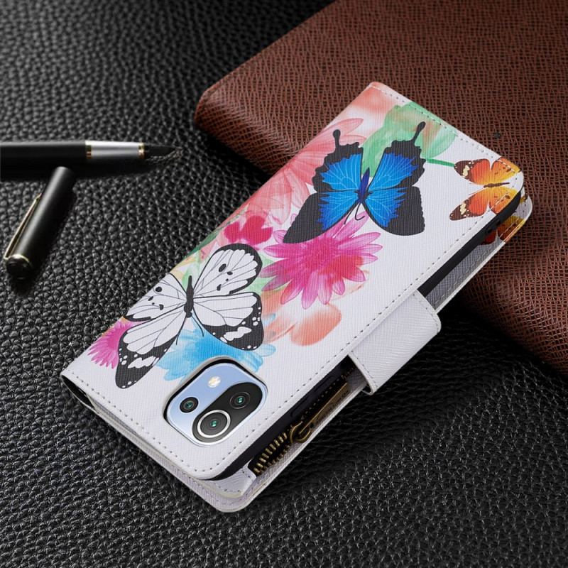 Housse Xiaomi 11 Lite 5G NE/Mi 11 Lite 4G/5G Poche Zippée Papillons