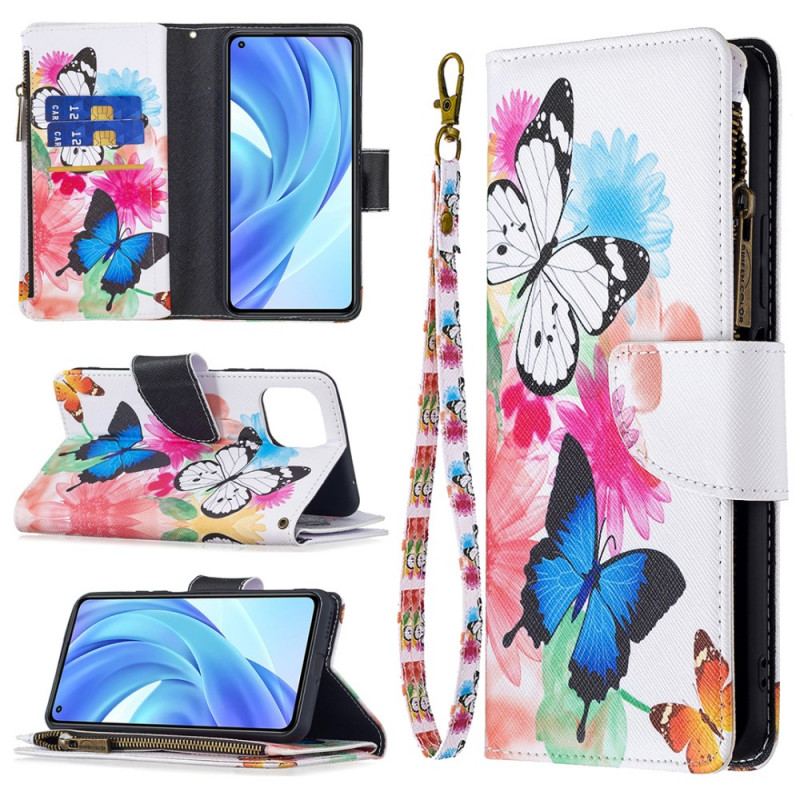 Housse Xiaomi 11 Lite 5G NE/Mi 11 Lite 4G/5G Poche Zippée Papillons