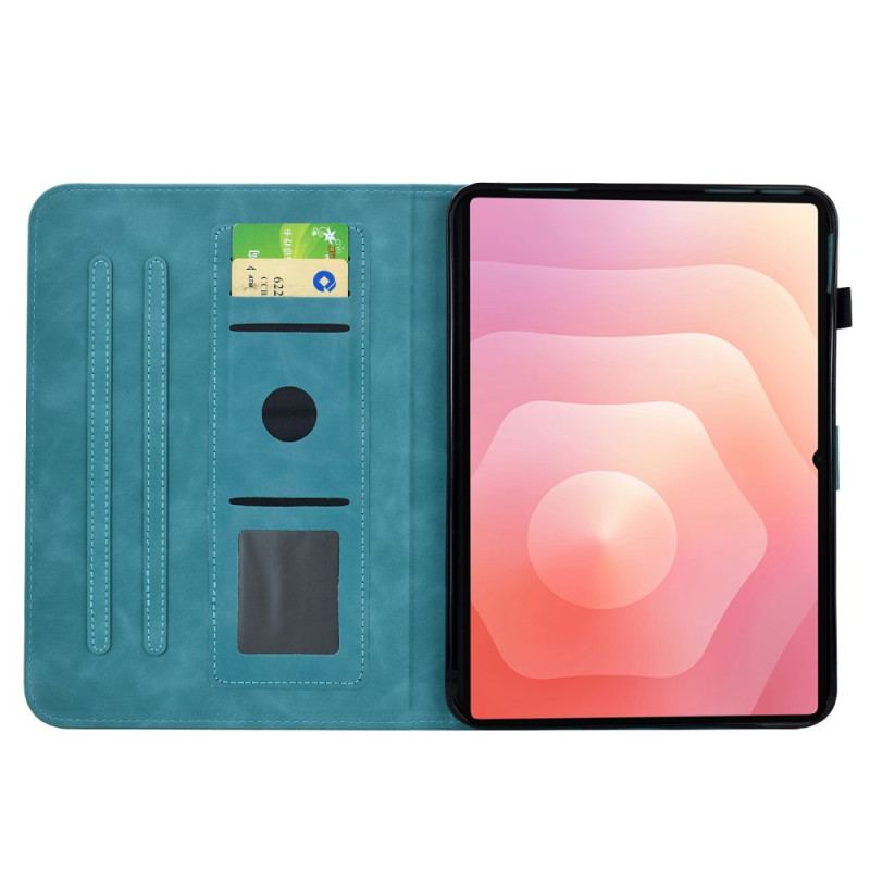 Housse Samsung Galaxy Tab S11 Effet Daim Motif Floral