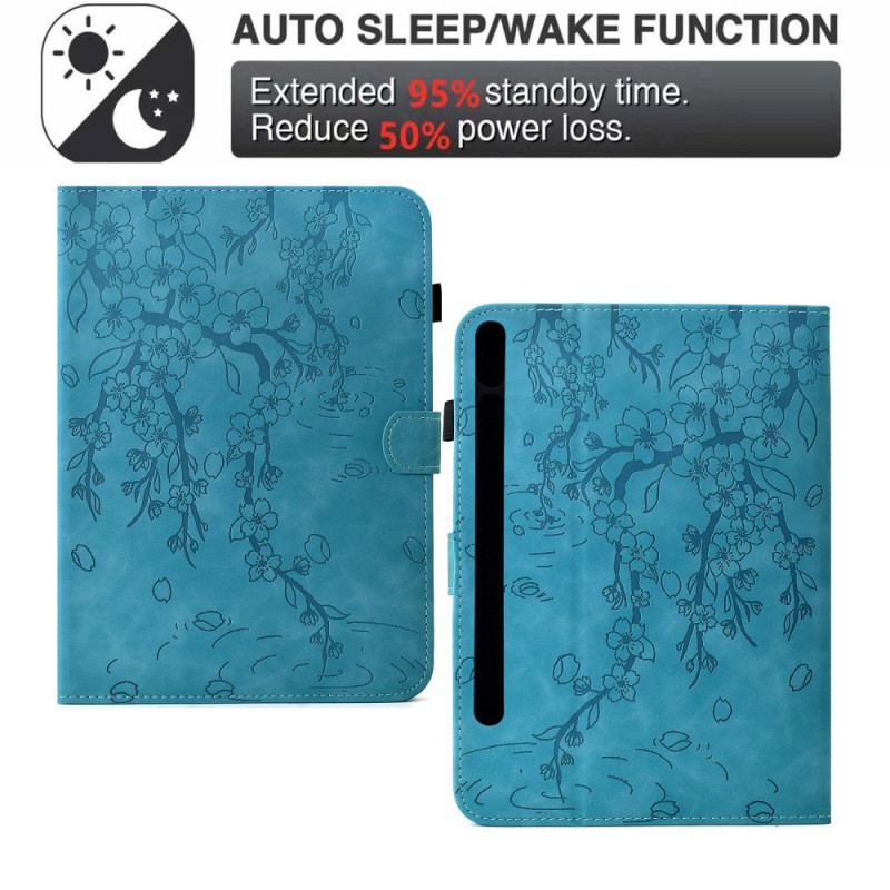 Housse Samsung Galaxy Tab S11 Effet Daim Motif Floral