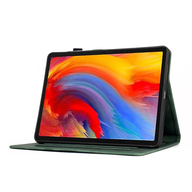 Housse Samsung Galaxy Tab S11 Effet Daim Motif Végétal