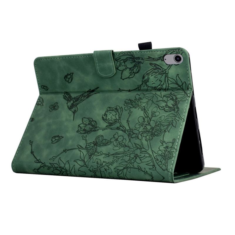 Housse Samsung Galaxy Tab S11 Effet Daim Motif Végétal