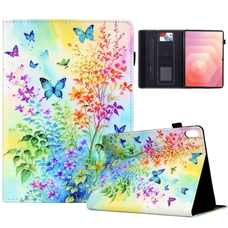 Housse Samsung Galaxy Tab S11 Fleurs et Papillons Colorés