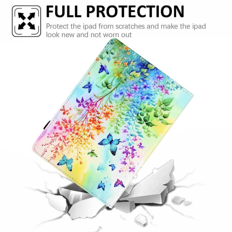 Housse Samsung Galaxy Tab S11 Fleurs et Papillons Colorés