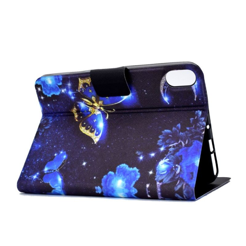 Housse Samsung Galaxy Tab S11 Papillon Bleu et Or