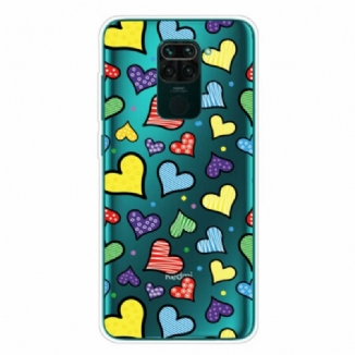 Coque Xiaomi Redmi Note 9 Coeurs Multicolores