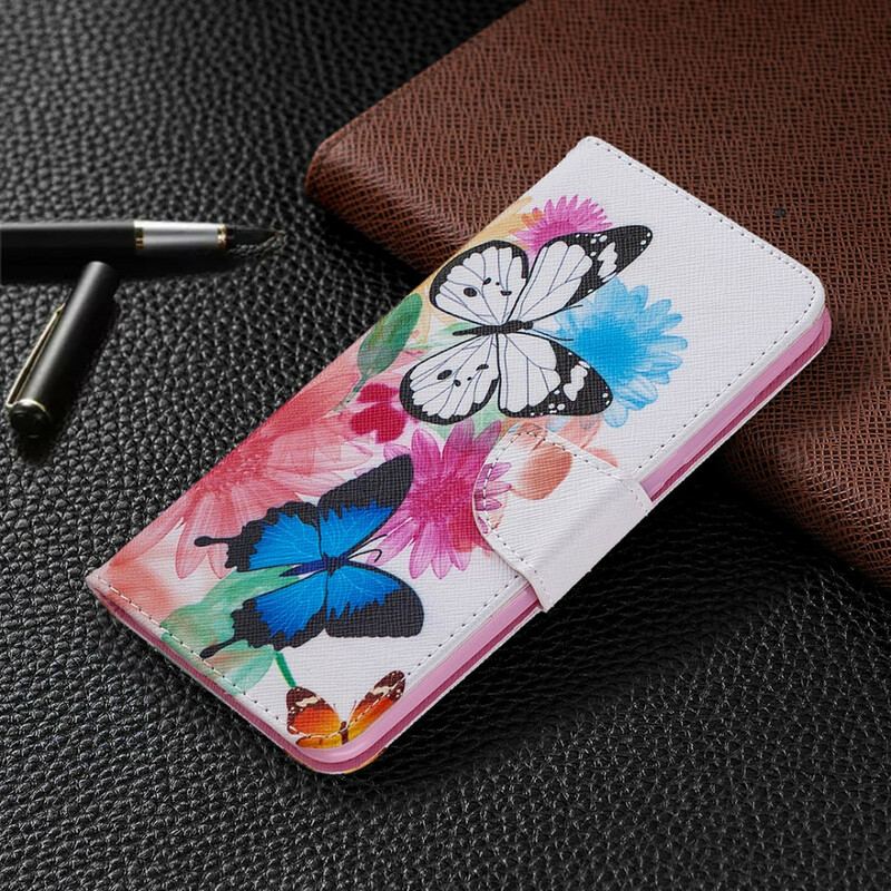 Housse Xiaomi Redmi  Note 9 Papillons et Fleurs Peints