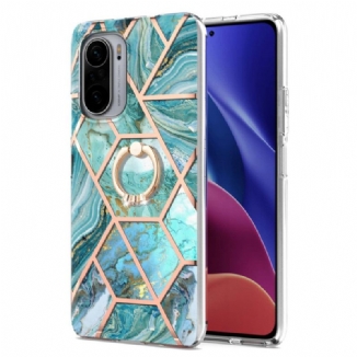 Coque Poco F3 / Xiaomi Mi 11i 5G Marbre Géométrique avec Anneau-Support