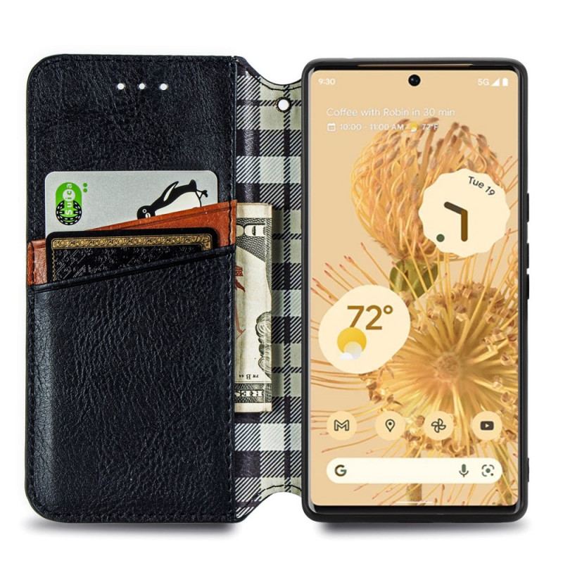 Flip Cover Google Pixel 6 Pro Effet Cuir Texture Diamant