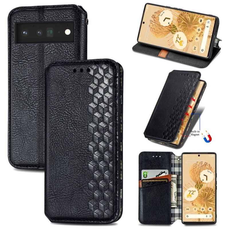 Flip Cover Google Pixel 6 Pro Effet Cuir Texture Diamant