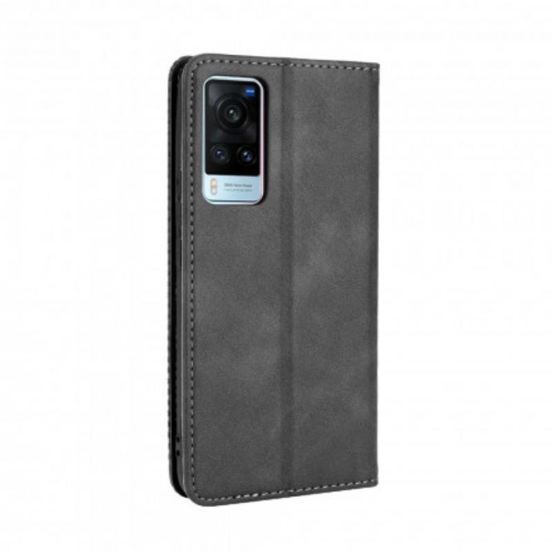 Flip Cover Vivo X60 Effet Cuir Vintage Stylisé