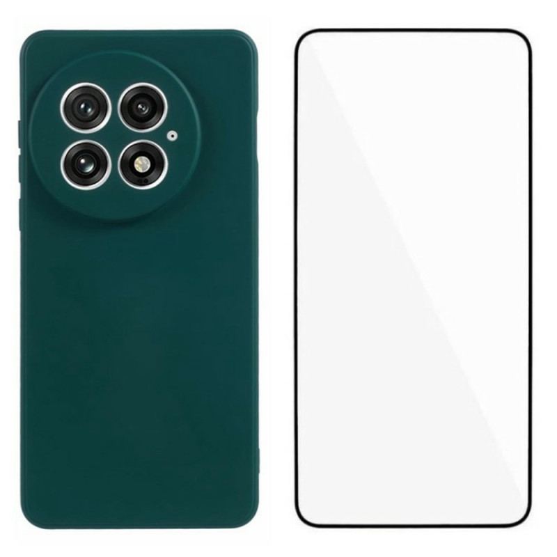 Coque 2-3n-1 OnePlus 13 Silicone Flexible avec Protection Écran en Verre Trempé