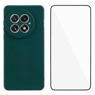 Coque 2-3n-1 OnePlus 13 Silicone Flexible avec Protection Écran en Verre Trempé