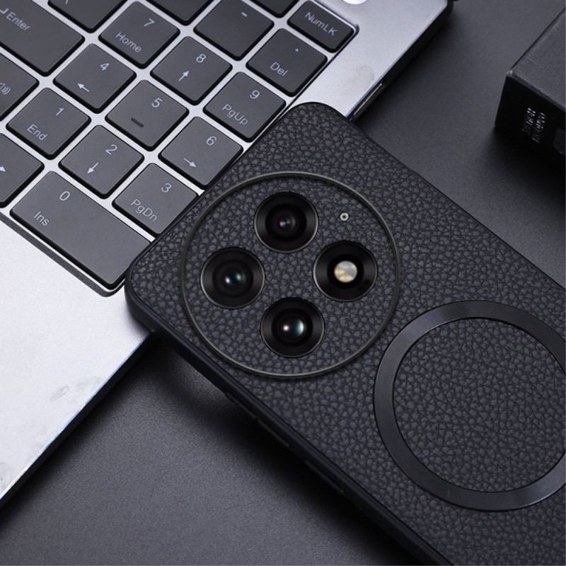 Coque OnePlus 13 Simili Cuir Texturé Compatible MagSafe