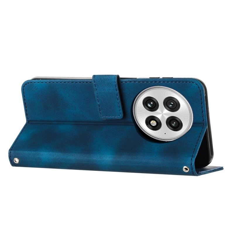 Housse OnePlus 13 Effet Daim Lignes à Lanière