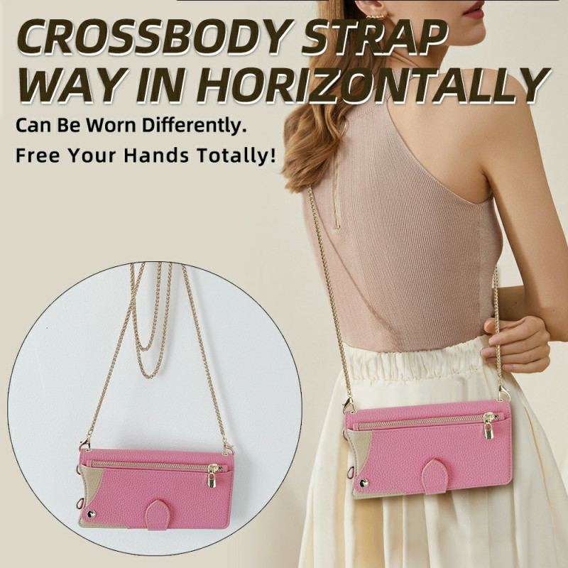 Housse OnePlus 13 Portefeuille Bicolore et Chaîne