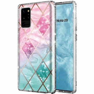 Coque Samsung Galaxy Note 20 Ultra Marbre Paillettes en Carreaux