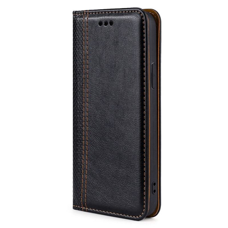 Flip Cover Honor 70 Cuir Litchi Coutures