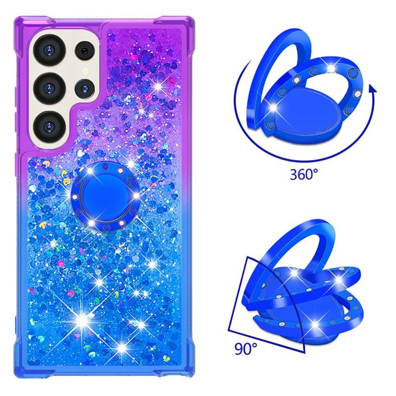 Coque Samsung Galaxy S24 Ultra 5G Dégradé Paillettes avec Anneau-Support