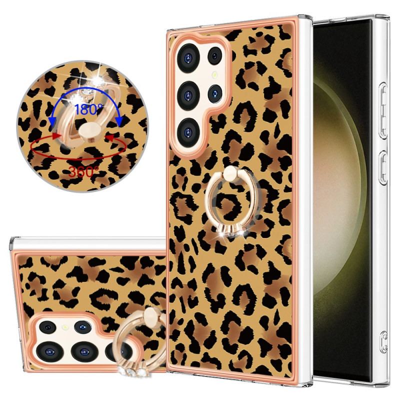 Coque Samsung Galaxy S24 Ultra5G avec Anneau-Support Imprimé Léopard