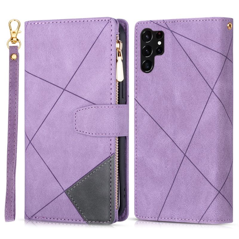 Housse Samsung Galaxy S24 Ultra 5G avec Porte-Monnaie et Lanière