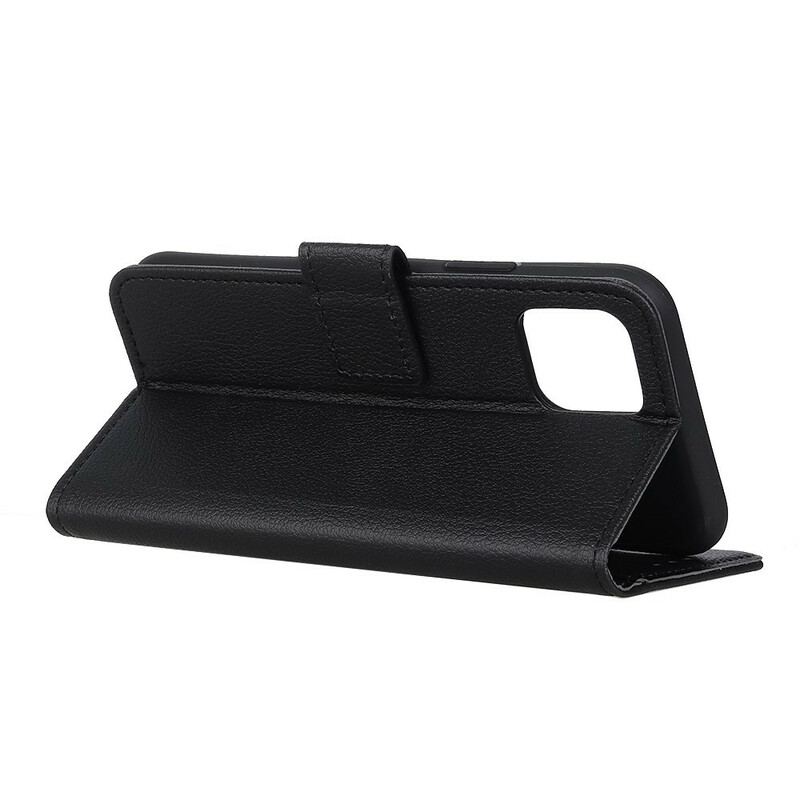 Housse iPhone 12 Pro Max Simili Cuir Litchi Rétro Coutures