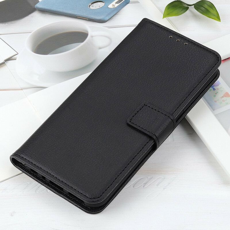 Housse iPhone 12 Pro Max Simili Cuir Litchi Rétro Coutures