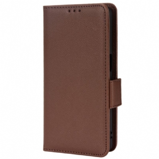 Housse Oppo A54 5G / A74 5G Cuir Litchi Double Fermoir