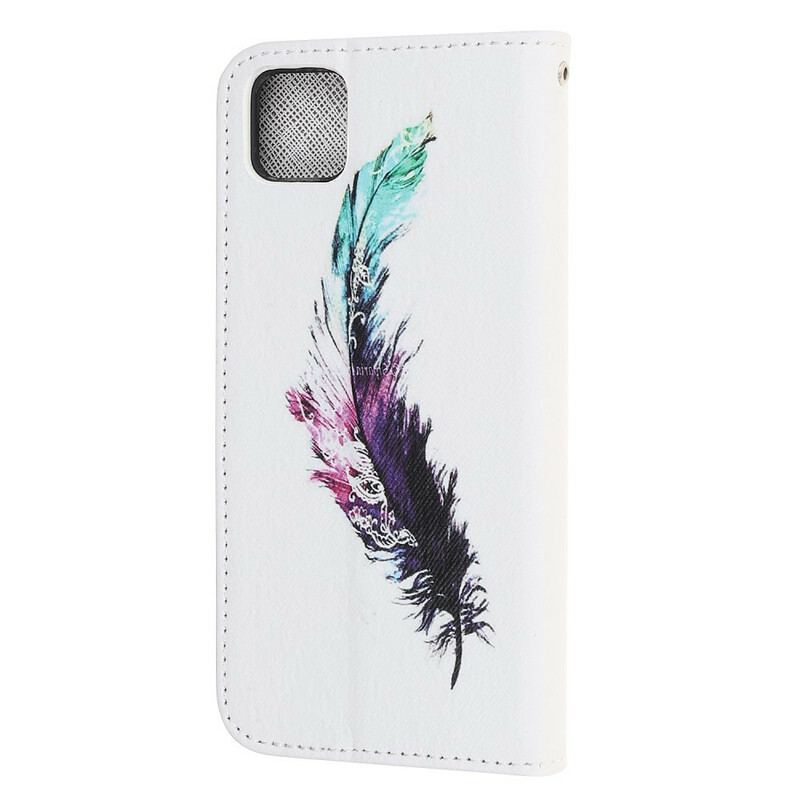 Housse Huawei Y5p Plume à Lanière