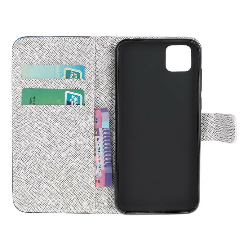 Housse Huawei Y5p Plume à Lanière