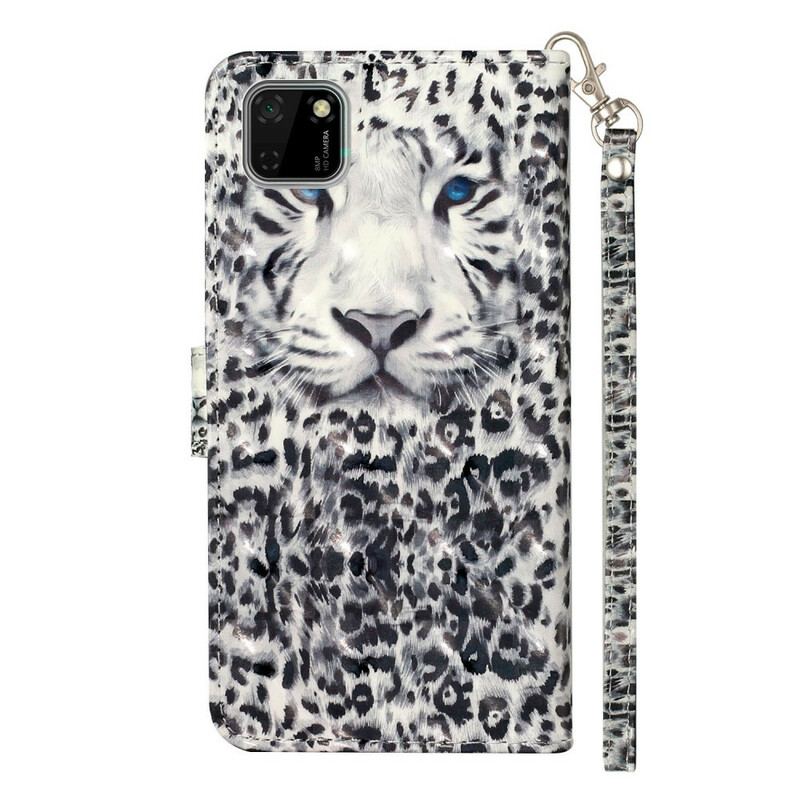 Housse Huawei Y5p Tigre Light Spots à Lanière