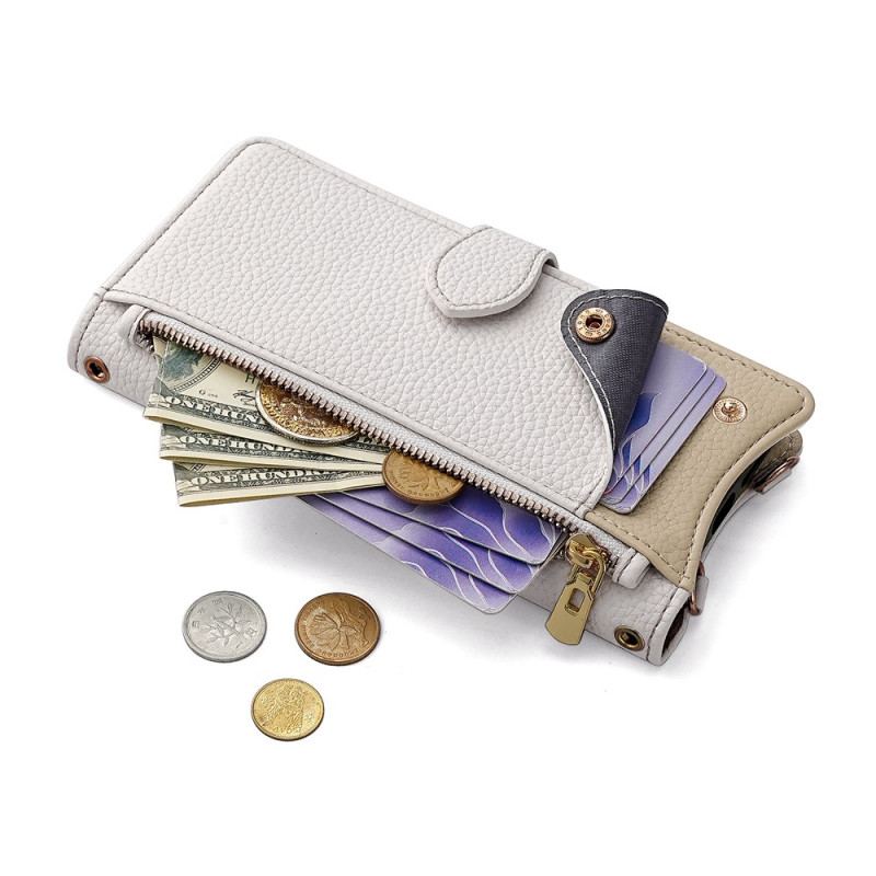 Portefeuille Vivo V50 Lite 5G Miroir et Chaine-Bandoulière