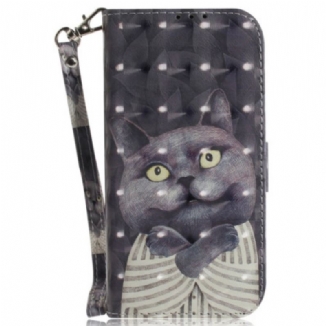 Housse OnePlus Nord 5 5G Chat Gris à Lanière