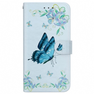 Housse OnePlus Nord 5 Papillon Bleu et Fleur