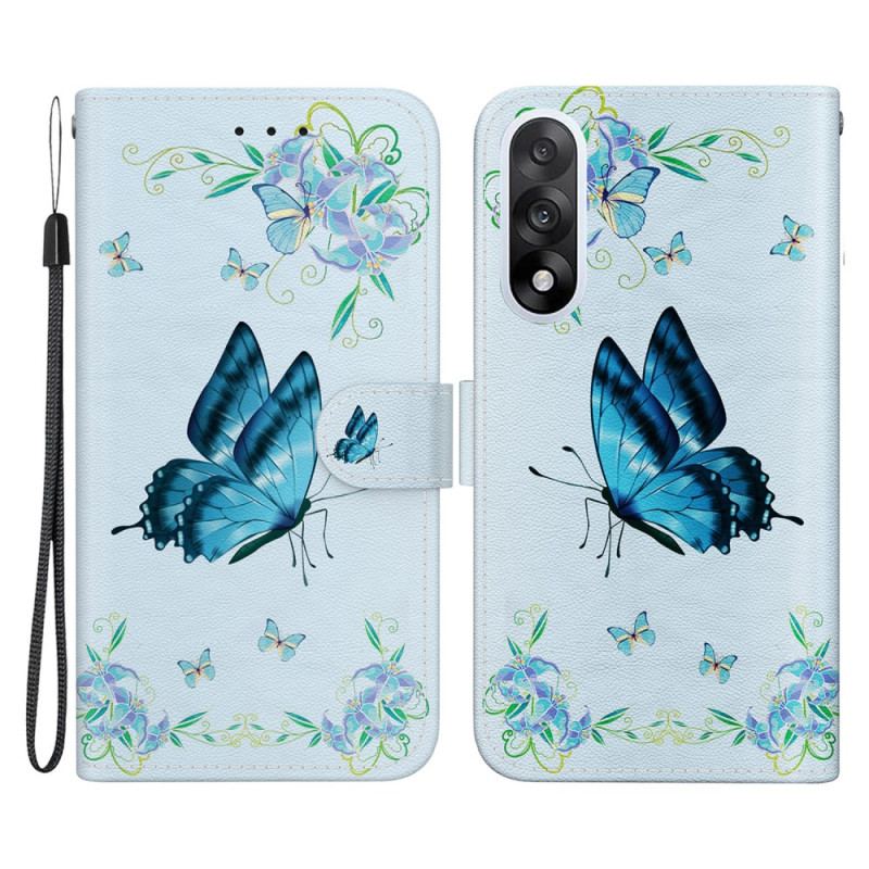 Housse OnePlus Nord 5 Papillon Bleu et Fleur