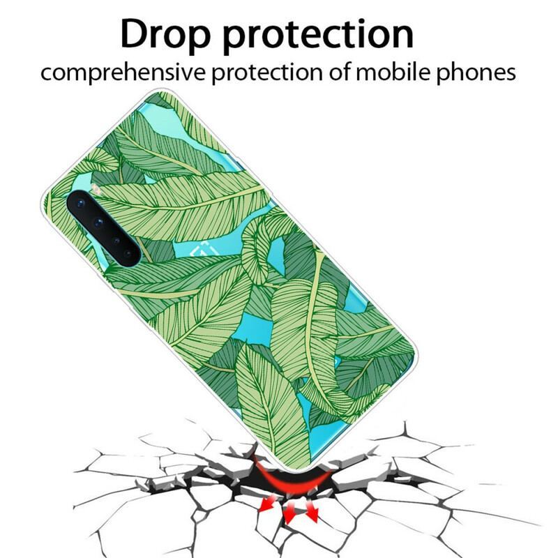 Coque OnePlus Nord Transparente Feuilles Graphiques