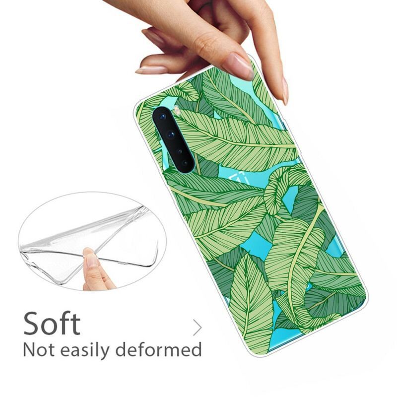 Coque OnePlus Nord Transparente Feuilles Graphiques