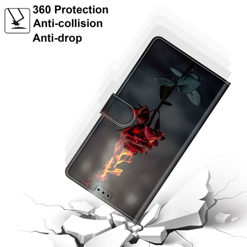 Housse Samsung Galaxy S24 Plus 5G Rose Feu à Lanière