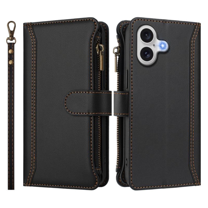 Housse iPhone 17 Portefeuille 9 Porte-Cartes et Lanière