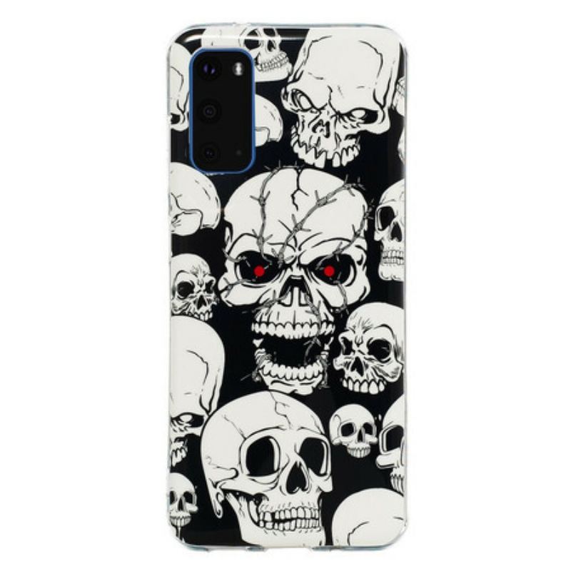 Coque Samsung Galaxy S20 Attention Têtes de Mort Fluorescente