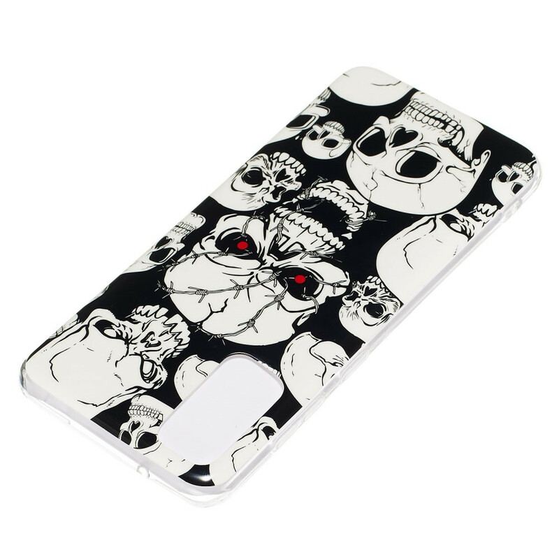 Coque Samsung Galaxy S20 Attention Têtes de Mort Fluorescente