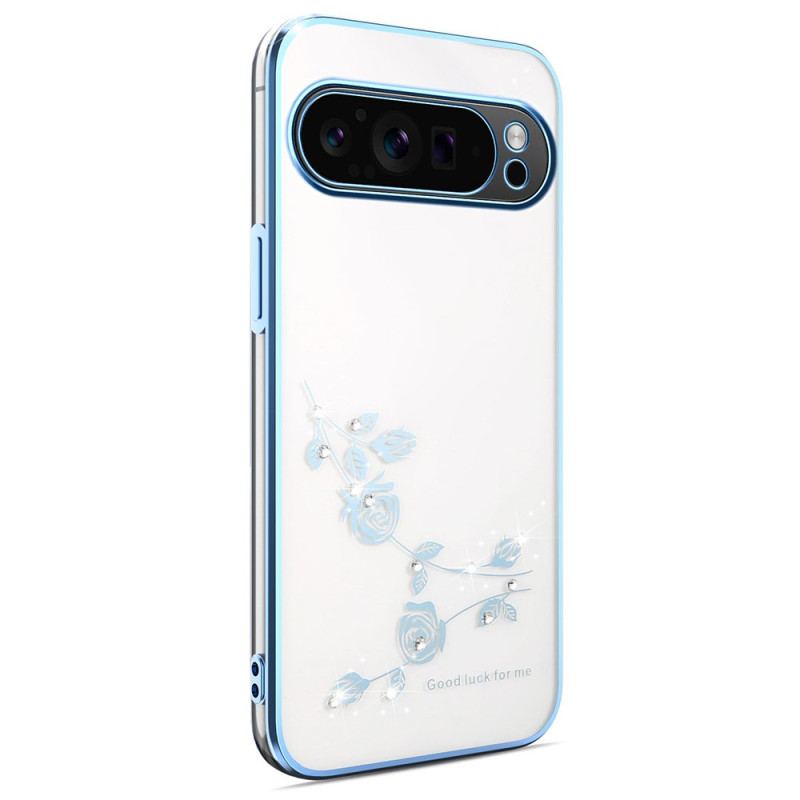 Coque Google Pixel 10 Pro XL Décoration Florale et Strass