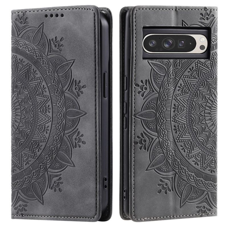 Flip Cover Google Pixel 10 Pro XL Effet Daim Mandala